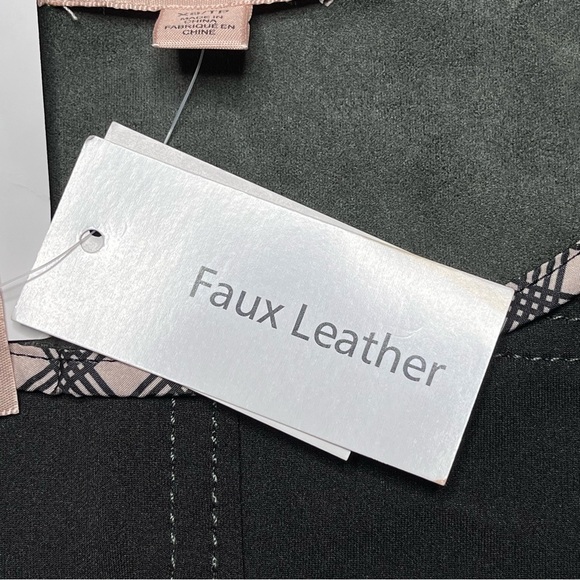 Philosophy Open Faux Leather Cropped Jacket XS Pockets Carbon Crystal Moto NEW - Picture 13 of 15